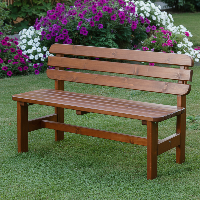LUX Gartenbank aus Holz dunkelbraun 150 cm (KING ® )
