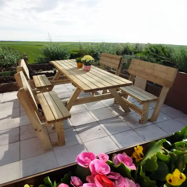 Family-picknicktafel Comfort KING® met 4 rugleuningen
